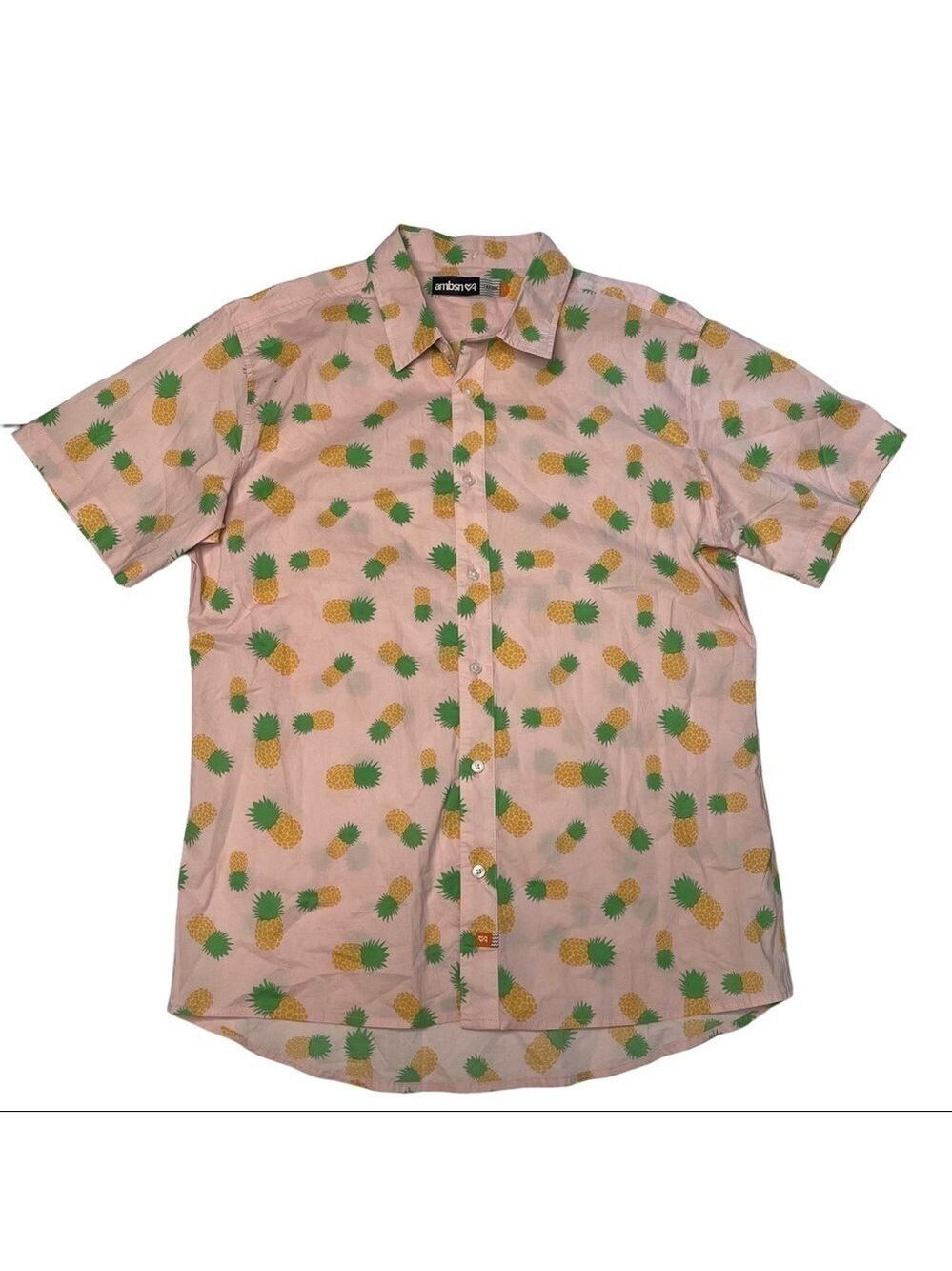 AMBSN Pink Pineapple Short Sleeve Lightweight Summer Casual Dress Shirt …